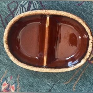 Vintage Hull Brown Drip Divided Serving Dish